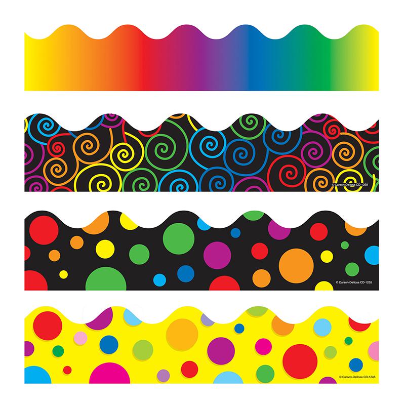 Scalloped Variety Border Set IV: Rainbow, Big Rainbow Dots, and Rainbow Swirls. Picture 2