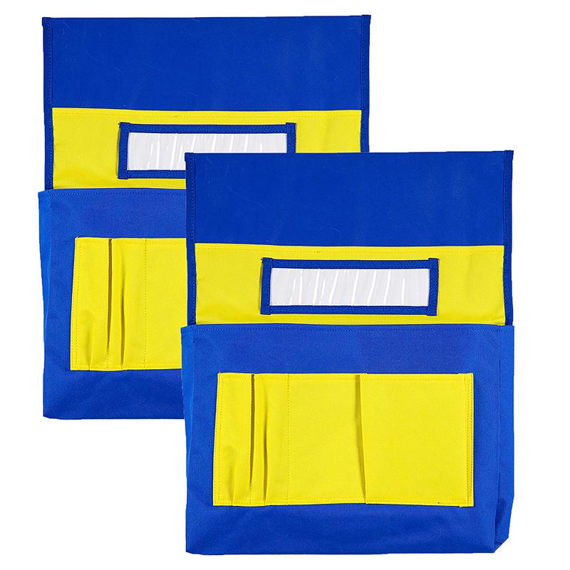 Chairback Buddy Pocket Chart, Blue/Yellow, Pack of 2. Picture 2