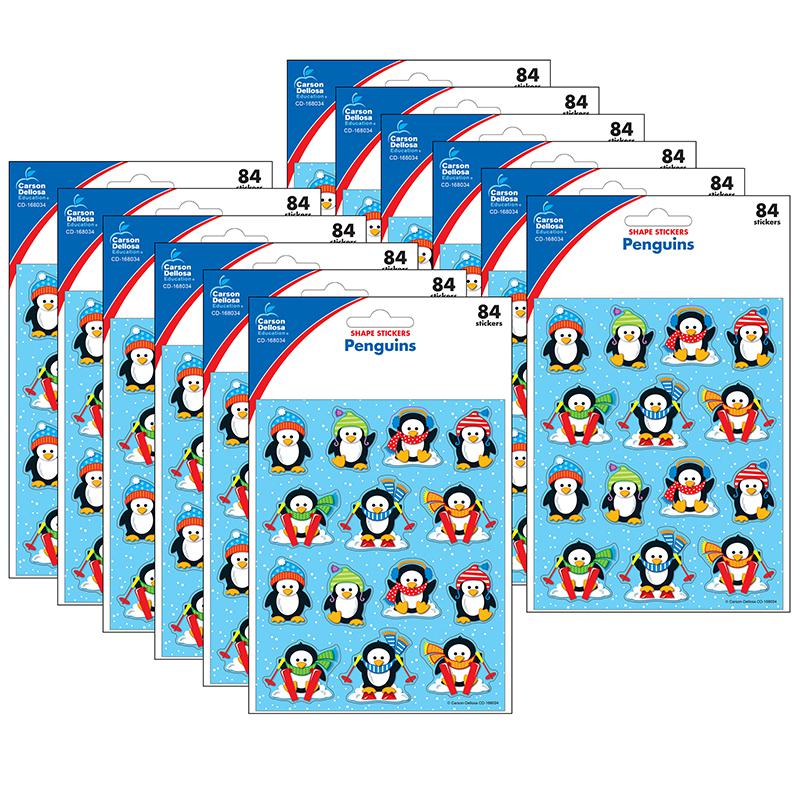 Penguins Shape Stickers, 84 Per Pack, 12 Packs. Picture 2