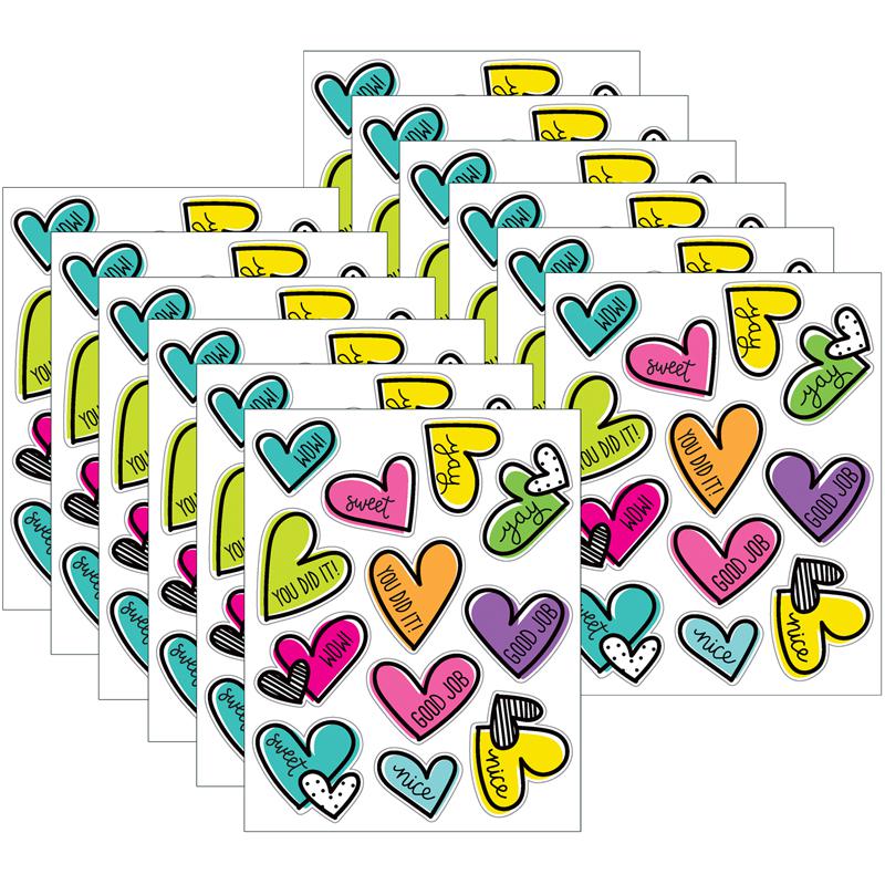 Kind Vibes Doodle Hearts Shape Stickers, 72 Per Pack, 12 Packs. Picture 2
