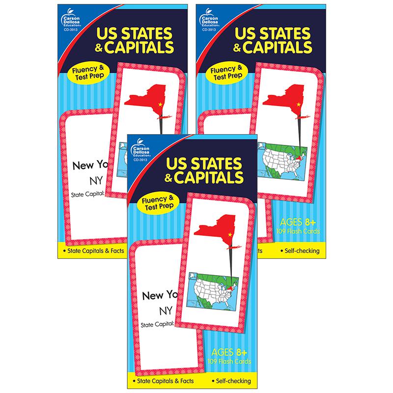 U.S. States & Capitals Flash Cards, Grade 3-5, Pack of 3. Picture 2