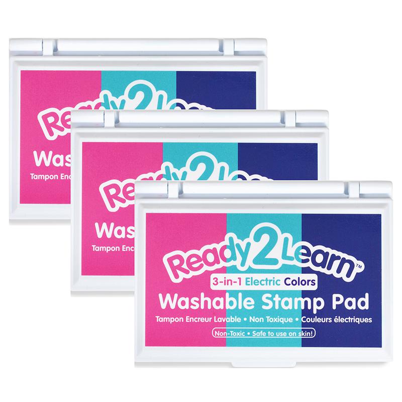 Washable Stamp Pad 3-in-1 - Electric - Pink, Purple & Turquoise - Pack of 3. Picture 2