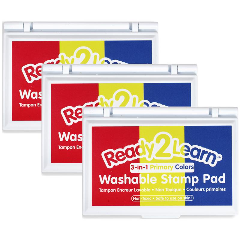 Washable Stamp Pad 3-in-1 - Primary Colors - Red, Yellow & Blue - Pack of 3. Picture 2