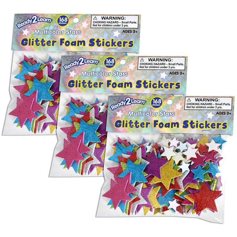 Glitter Foam Stickers - Stars - Multicolor, 168 Per Pack, 3 Packs. Picture 2