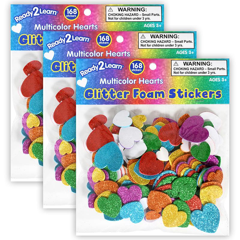 Glitter Foam Stickers - Hearts - Multicolor - 168 Per Pack - 3 Packs. Picture 2