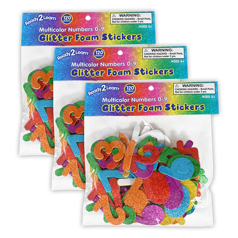Glitter Foam Stickers - Numbers - Multicolor - 120 Per Pack - 3 Packs. Picture 2