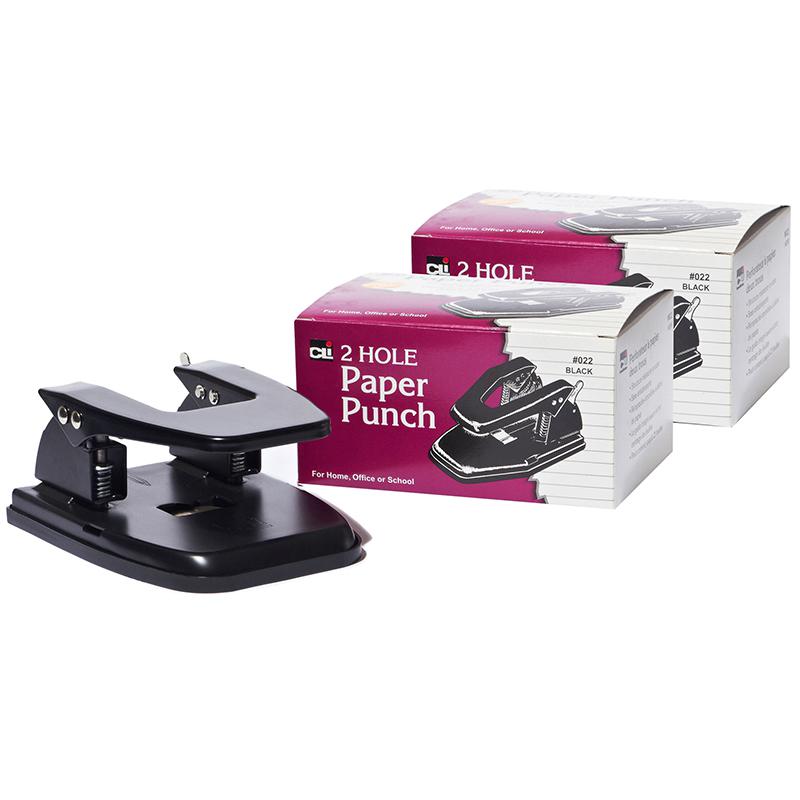 2-Hole Paper Punch, 2 3/4" Center, 30 Sheet Capacity, Black, Pack of 2. Picture 2