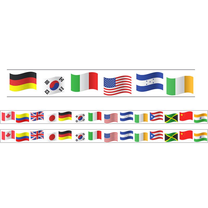 Borders/Trims, Magnetic, Rectangle Cut, World Flags Theme, 24' per Pack, 2 Packs. Picture 2