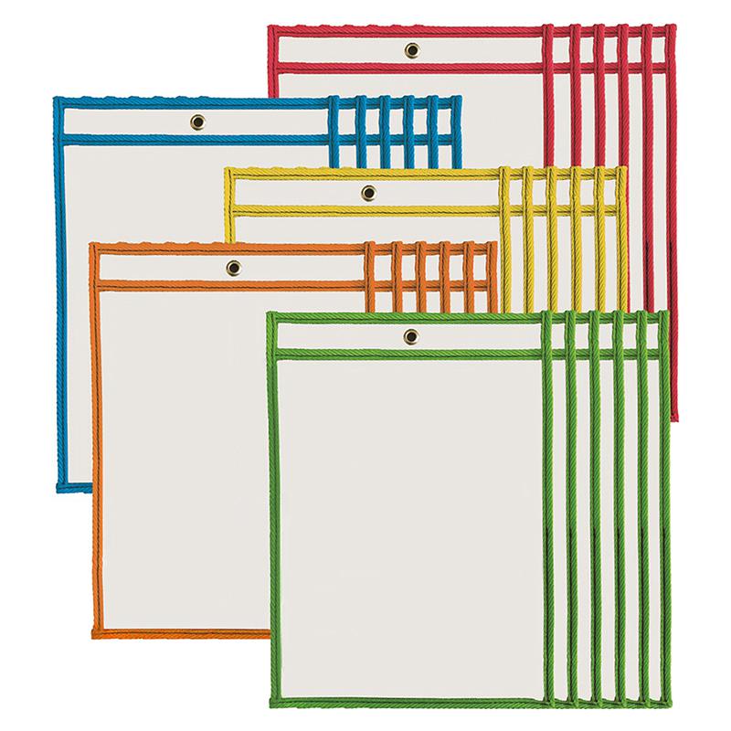 Dry Erase Pockets, 9" x 12", Assorted Colors, Set of 30. Picture 2