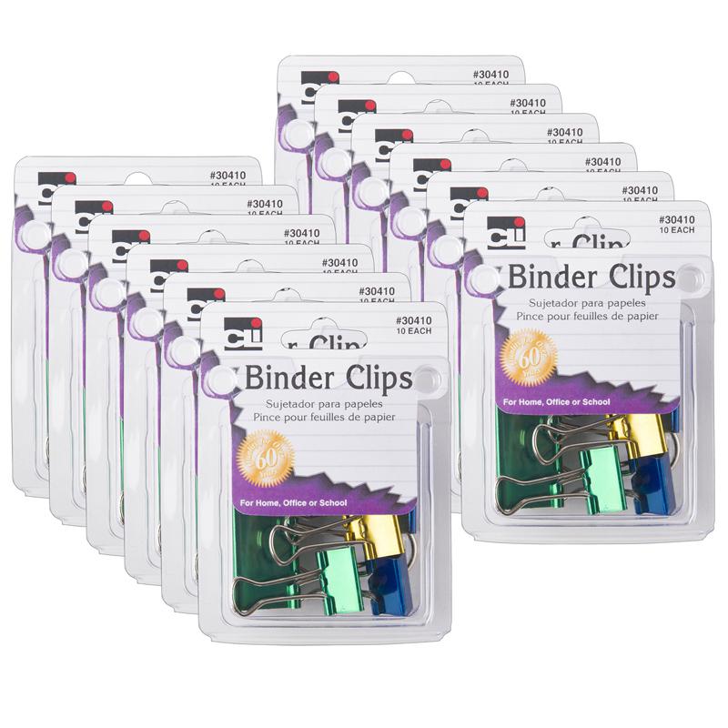 Assorted Binder Clips, 10 Per Pack, 12 Packs. Picture 2