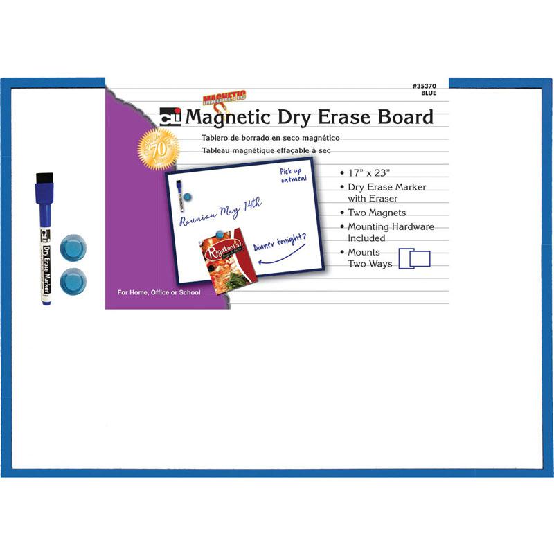 Magnetic Dry Erase Board, Eraser/Marker and 2 Magnets, Blue Frame, 1 Each. Picture 2