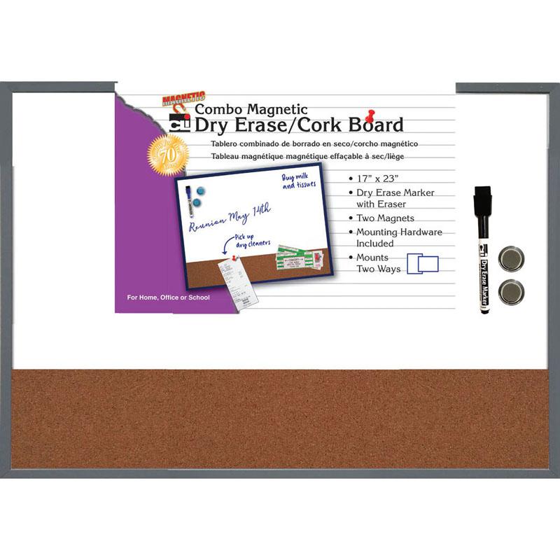 Magnetic Dry Erase Board with Cork Board, Eraser/Marker and 2 Magnets, 1 Each. Picture 2