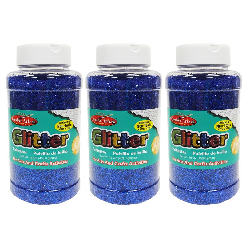 Creative Arts Glitter, 1 lb. Bottle, Blue, Pack of 3. Picture 2