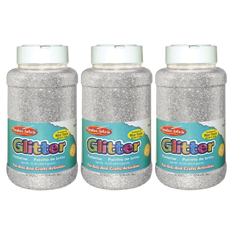 Creative Arts Glitter, 1 lb. Bottle, Silver, Pack of 3. Picture 2