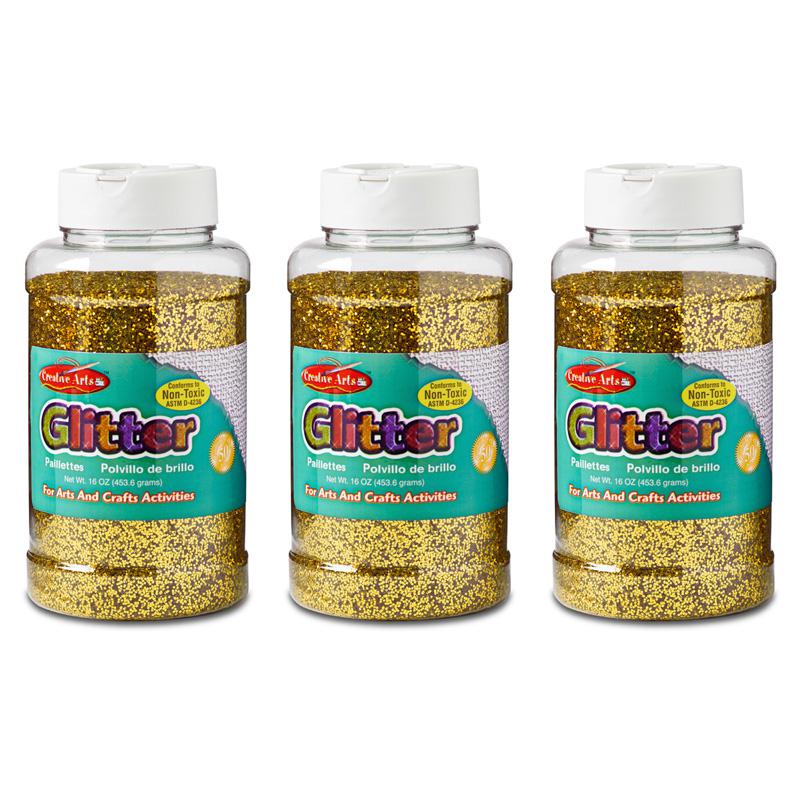 Creative Arts Glitter, 1 lb. Bottle, Gold, Pack of 3. Picture 2