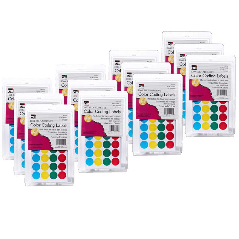 Self-Adhesive Color-Coding Labels, Assorted Colors, 1000 Per Pack, 12 Packs. Picture 2