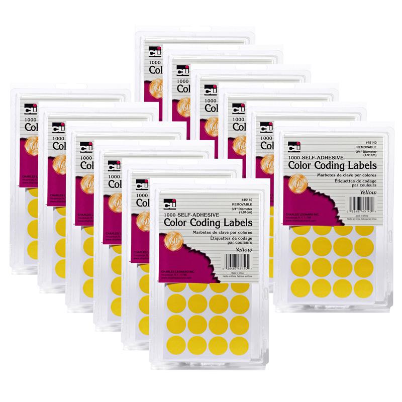 Color Coding Labels, 3/4", Yellow, 1000 Per Pack, 12 Packs. Picture 2