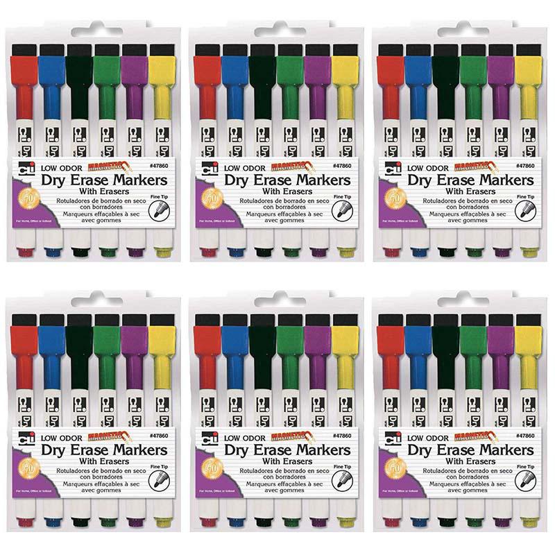 Magnetic Dry Erase Markers with Erasers, 6 Per Pack, 6 Packs. Picture 2