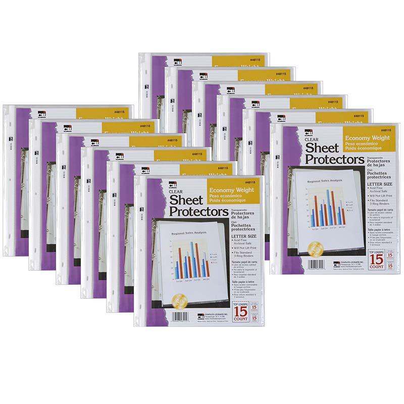 Sheet Protectors, Economy Weight, Letter Size, Clear, 15 Per Packk, 12 Packs. Picture 2