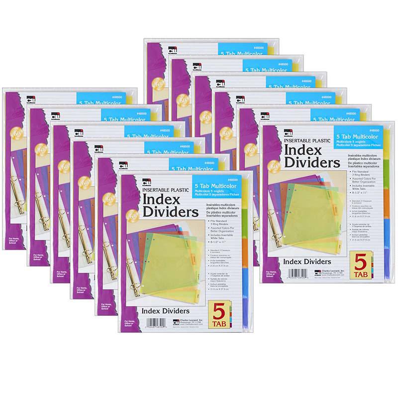 Index Dividers, 5-Tab, Assorted Colors, 5 Per Pack, 12 Packs. Picture 2