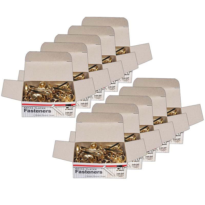 Brass-Plated Paper Fasteners, 1", 100 Per Box, 10 Boxes. Picture 2