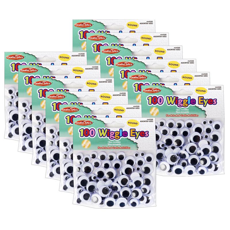Wiggle Eyes, Black, Assorted Sizes, 100 Per Pack, 12 Packs. Picture 2