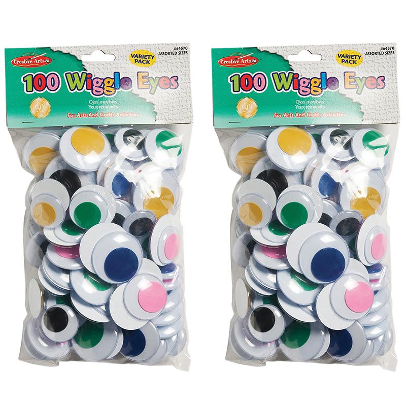 Wiggle Eyes, Jumbo Round, Assorted Colors & Sizes, 100 Per Pack, 2 Packs. Picture 2