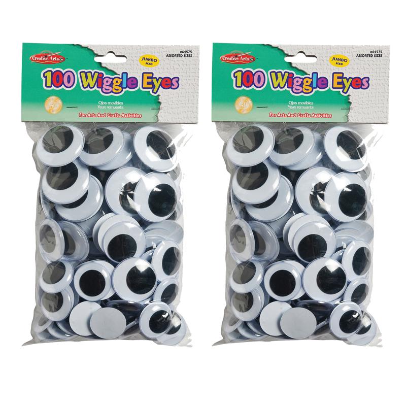 Wiggle Eyes, Jumbo Round, Assorted Sizes, Black, 100 Per Pack, 2 Packs. Picture 2