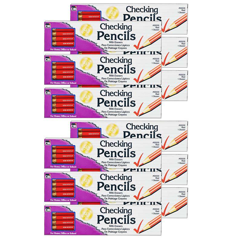 Checking Pencil with Eraser, Red, 12 Per Box, 12 Boxes. Picture 2