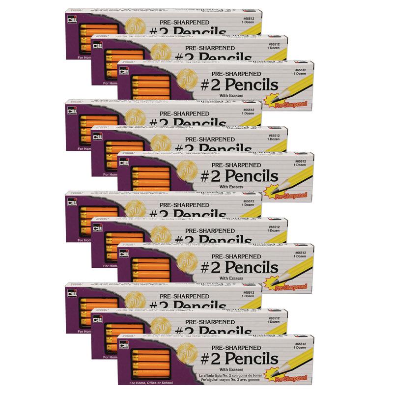 No. 2 Pencil with Eraser, Pre-Sharpened, Yellow, 12 Per Pack, 12 Packs. Picture 2