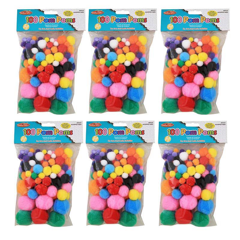 Pom-Poms, Assorted Sizes/Colors, 100 Per Bag, 6 Bags. Picture 2