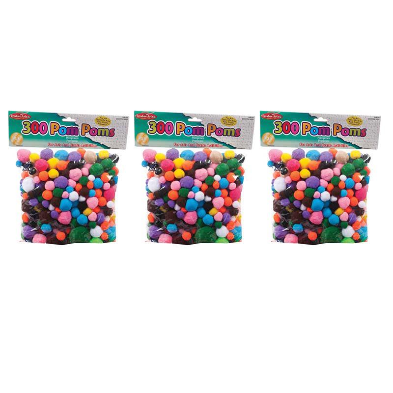 Creative Arts Pom-Poms, Assorted Colors/Sizes, 300 Per Pack, 3 Packs. Picture 2