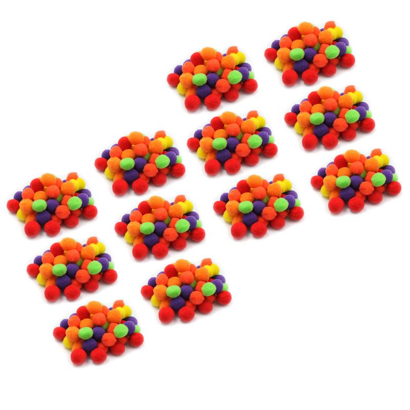 Pom-Poms 1", Assorted Hot Colors, 50 Per Pack, 12 Packs. Picture 2