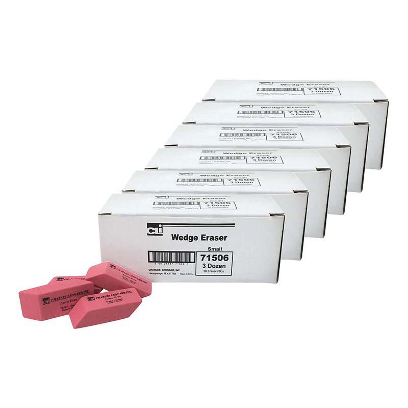 Eraser, Synthetic, Latex Free, Wedge Shape, Pink, Small, 36 Per Box, 6 Boxes. Picture 2