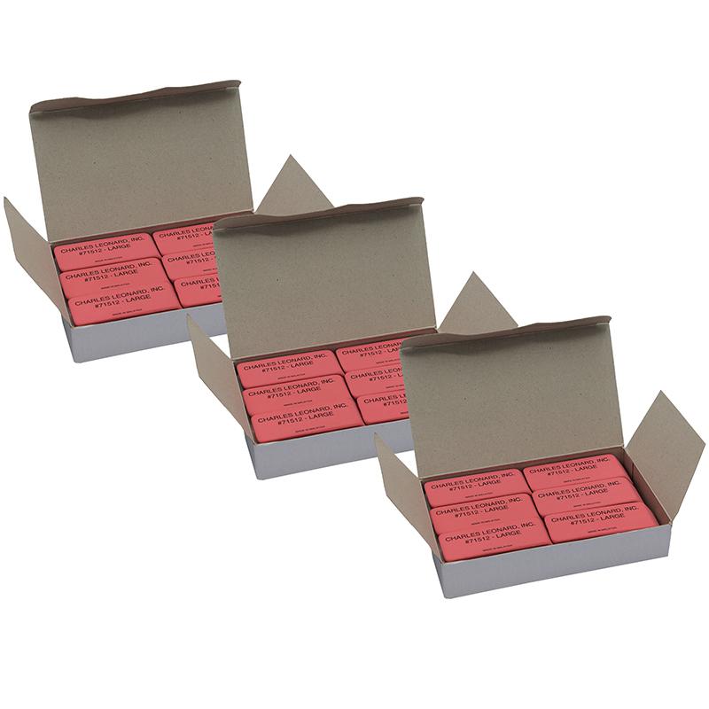 Large Natural Rubber Pink Wedge Erasers, 12 Per Box, 3 Boxes. Picture 2