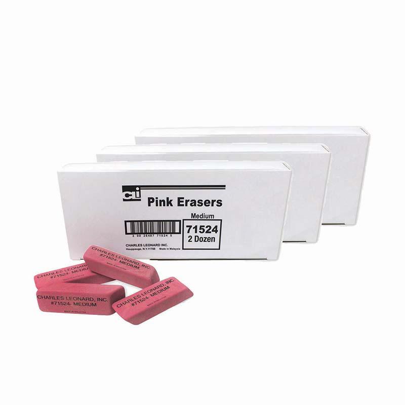 Medium Natural Rubber Pink Wedge Eraser, 24 Per Pack, 3 Packs. Picture 2
