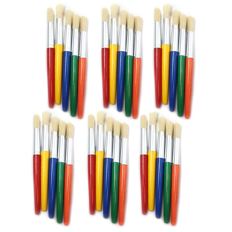 Round Paint Brushes, Short, Assorted Colors, 5 Per Set, 6 Sets. Picture 2