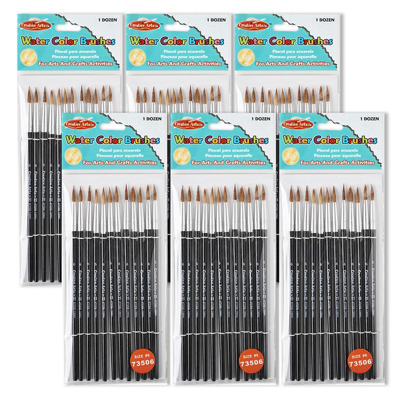 Water Color Paint Brushes with Round Pointed Tip, 12 Per Pack, 6 Packs. Picture 2