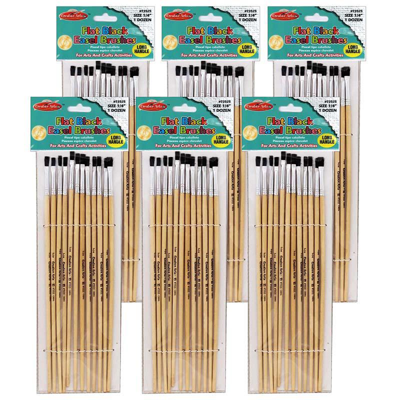 Flat Tip Easel Paint Brushes, 1/4", 12 Per Set, 6 Sets. Picture 2