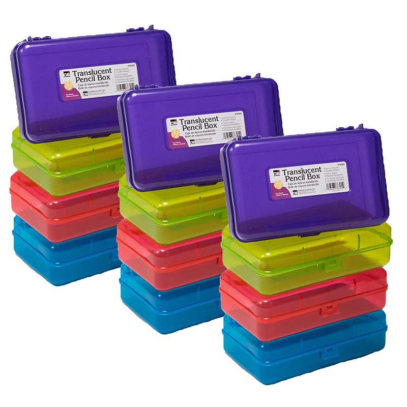 Translucent Pencil Boxes, Assorted Colors, Pack of 12. Picture 2