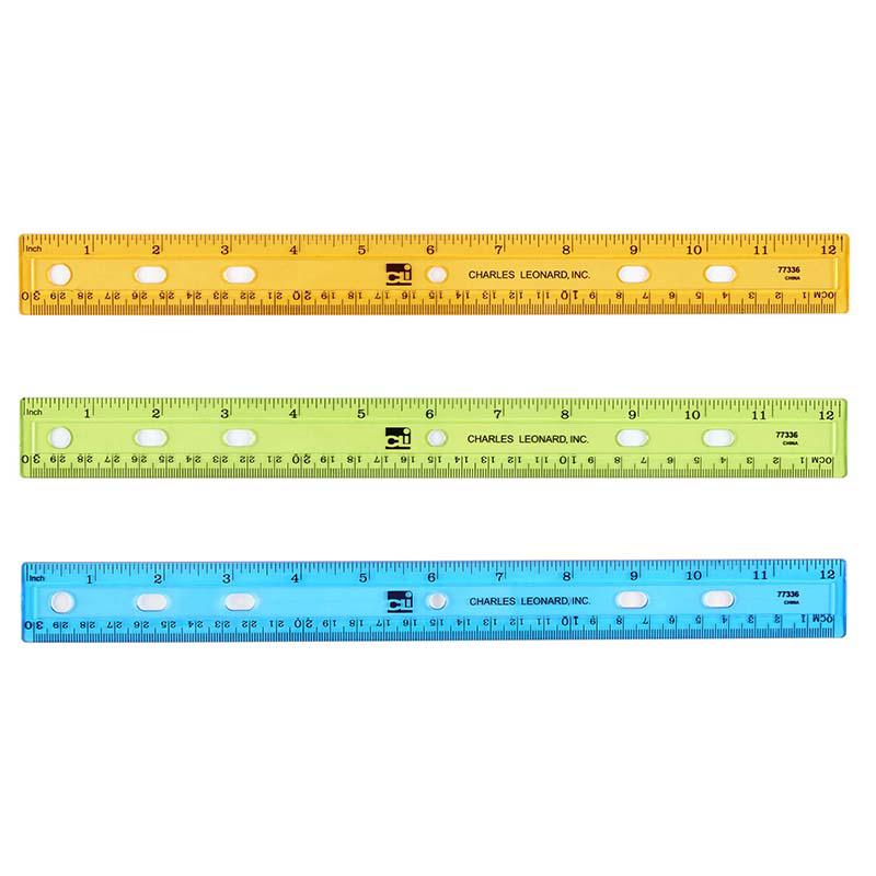 Plastic Ruler, 12", Translucent, Assorted Colors, Pack of 48. Picture 2