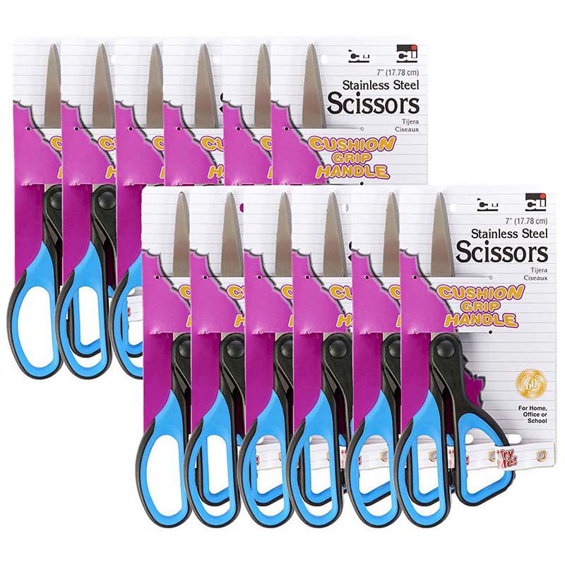 Cushion Grip 7" Scissors, Straight, Pack of 12. Picture 2