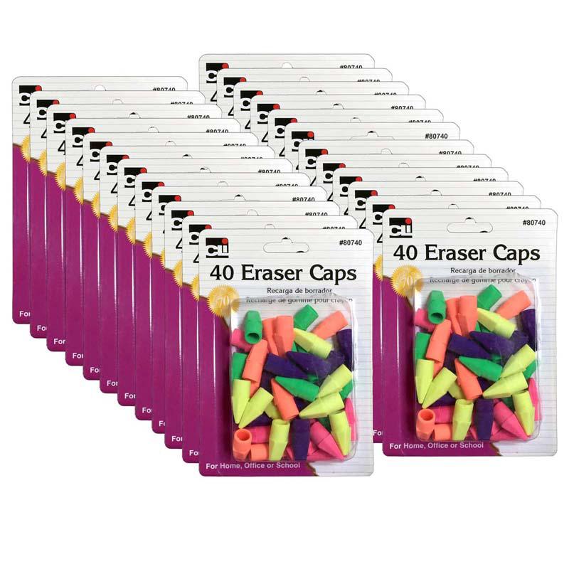 Pencil Eraser Caps, Assorted Colors, 40 Per Pack, 24 Packs. Picture 2