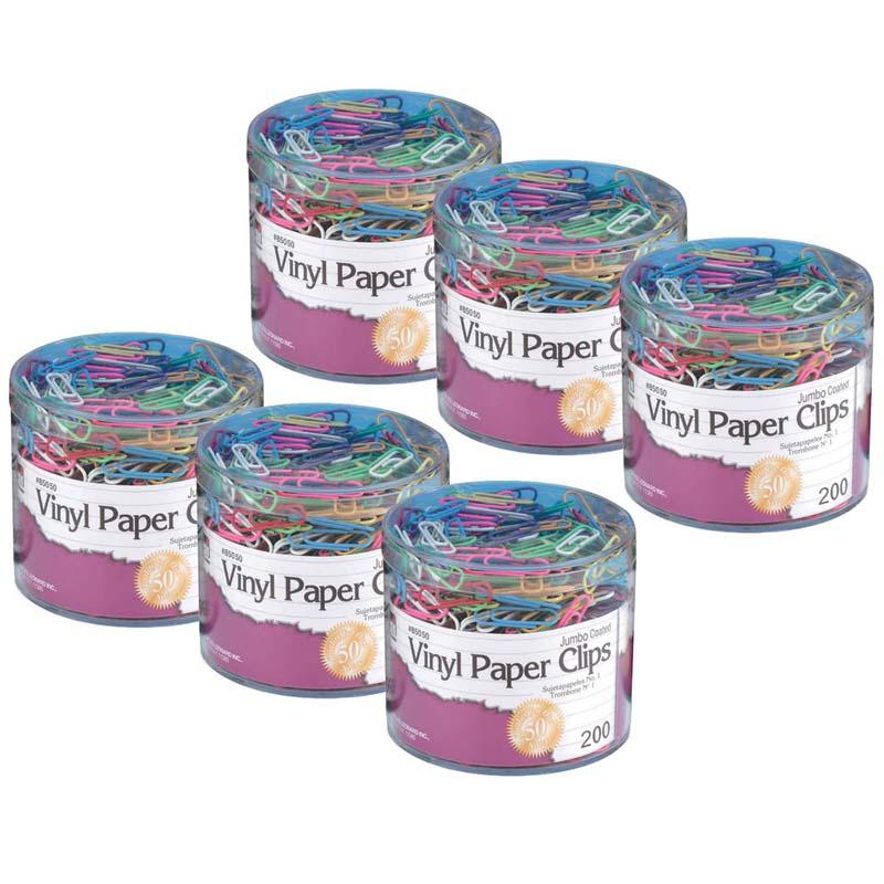 Vinyl Coated Paper Clips, Jumbo Size, Assorted Colors, 200 Per Pack, 6 Packs. Picture 2
