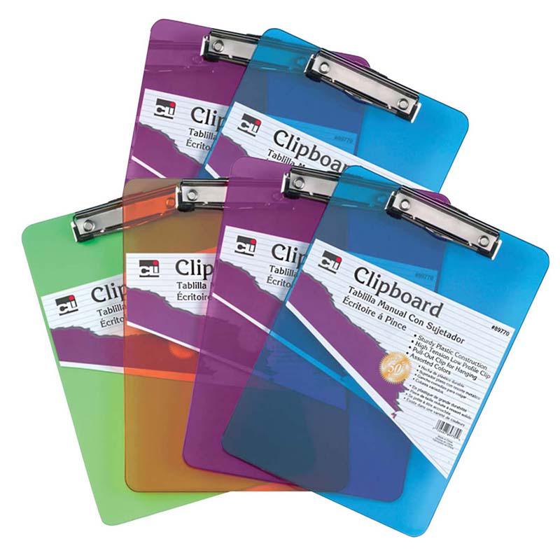 Plastic Clipboard, Letter, Assorted Colors, Pack of 6. Picture 2