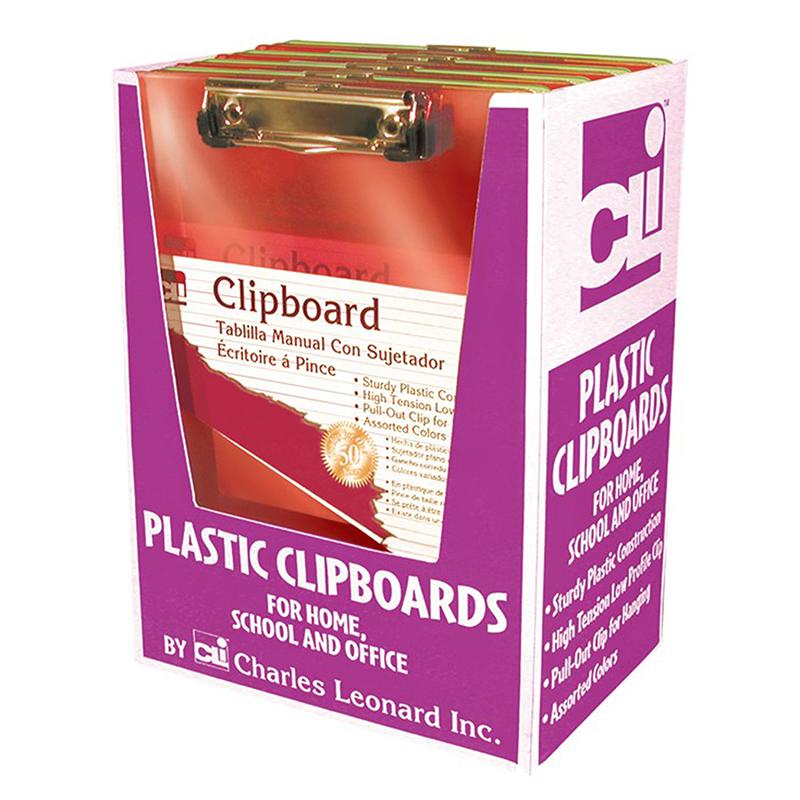 Transparent Plastic Clipboard with Clip and Pull Out Hook, Pack of 12. Picture 2