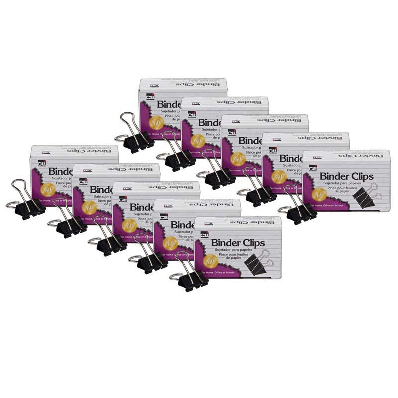 Binder Clips, Large, 1" Capacity, Black/Silver, 12 Per Box, 10 Boxes. Picture 2