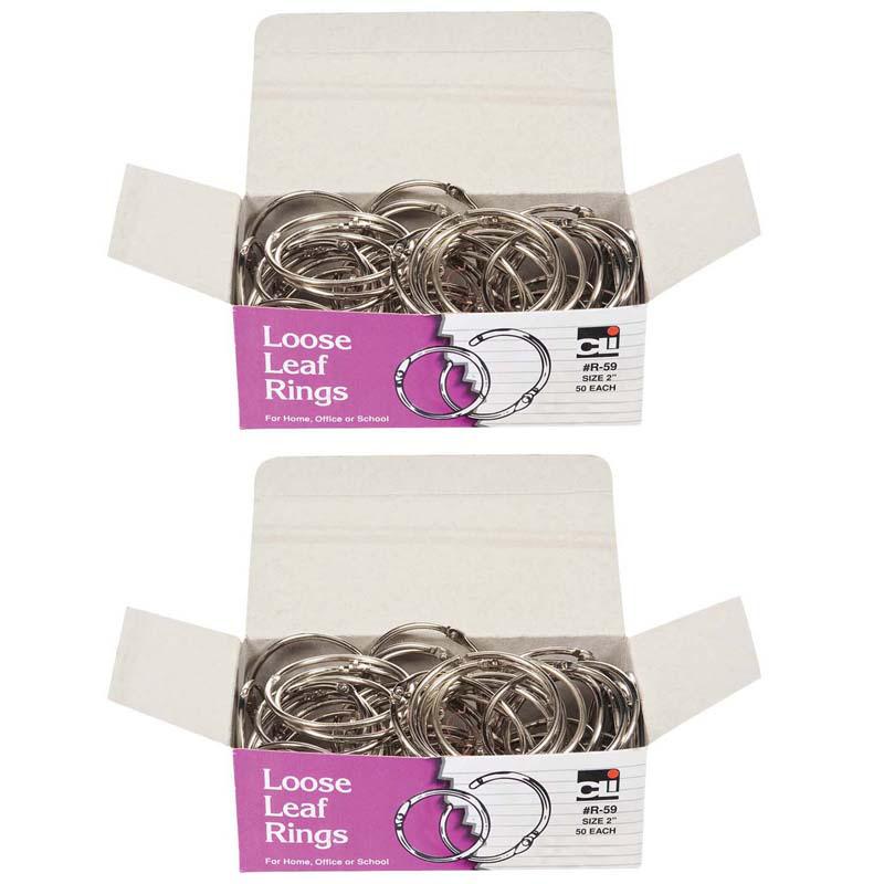 Loose Leaf Rings with Snap Closure, Nickel Plated, 50 Per Box, 2 Boxes. Picture 2