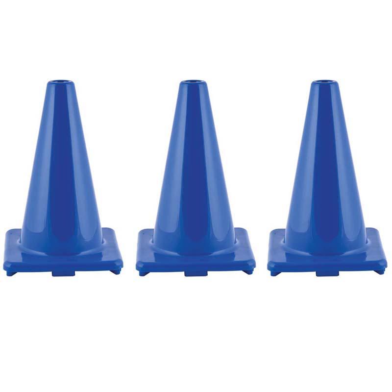 Hi-Visibility Flexible Vinyl Cone, 12", Royal Blue, Pack of 3. Picture 2