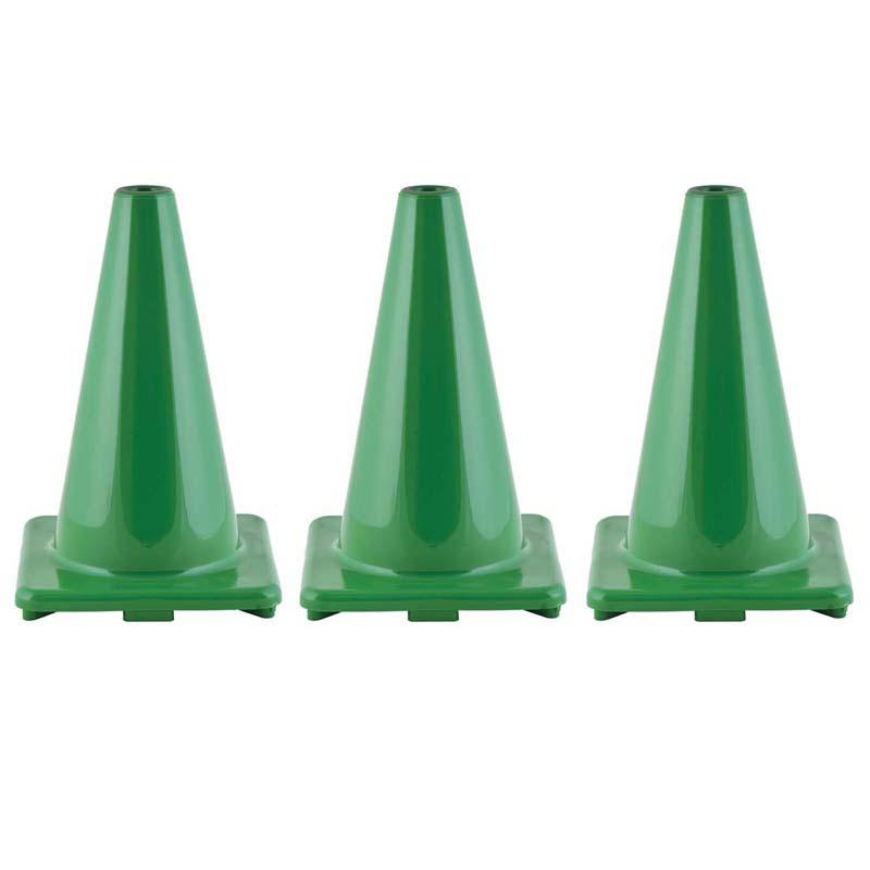 Hi-Visibility Flexible Vinyl Cone, weighted, 12", Green, Pack of 3. Picture 2